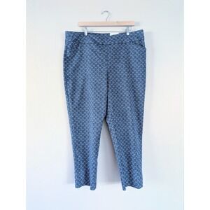 Croft & Barrow Effortless Stretch Pants Navy Tile Print Artsy Plus 18W Short NWT